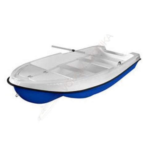 Лодка LAKER 410 пластиковая моторно-гребная ( низ голубой, верх белый )
