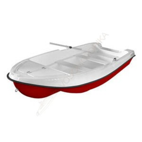 Лодка LAKER 410 пластиковая моторно-гребная ( низ красный, верх белый )